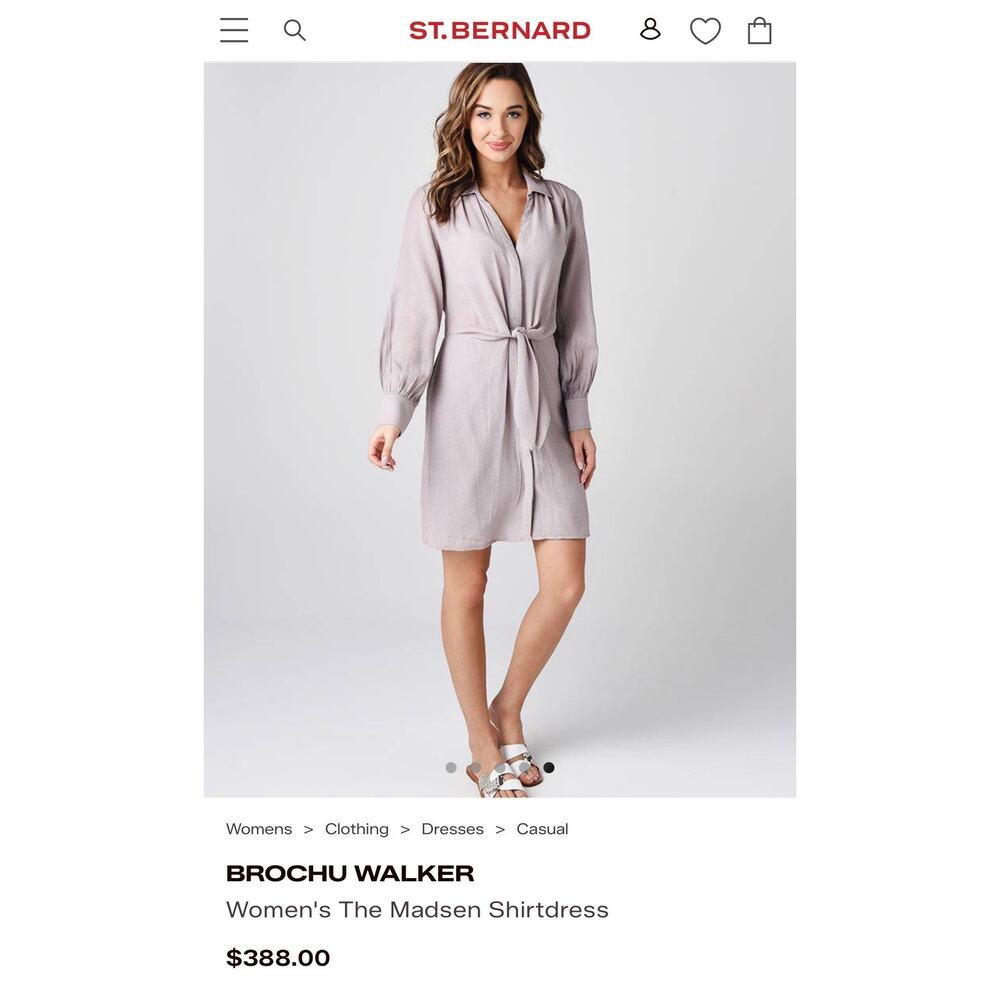 Brochu Walker SIZE S SMALL madsen shirt dress wrap tie front /$388